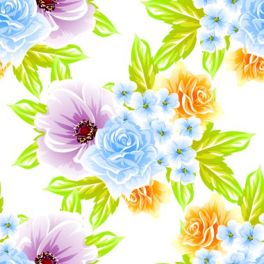 Sorunsuz vintage tarzı çiçek deseni. Renkli çiçek öğeleri