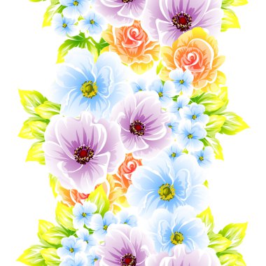 Sorunsuz vintage tarzı çiçek deseni. Renkli çiçek öğeleri