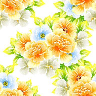 Sorunsuz vintage tarzı çiçek deseni. Renkli çiçek öğeleri