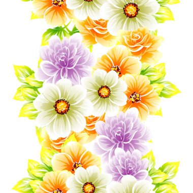 Sorunsuz vintage tarzı çiçek deseni. Renkli çiçek öğeleri
