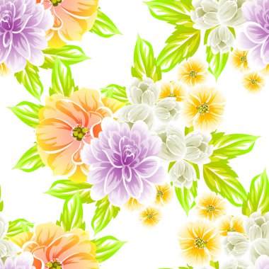 Sorunsuz vintage tarzı çiçek deseni. Renkli çiçek öğeleri