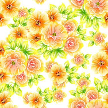 Sorunsuz vintage tarzı çiçek deseni. Renkli çiçek öğeleri