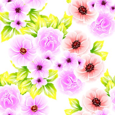 Sorunsuz vintage tarzı çiçek deseni. Renkli çiçek öğeleri