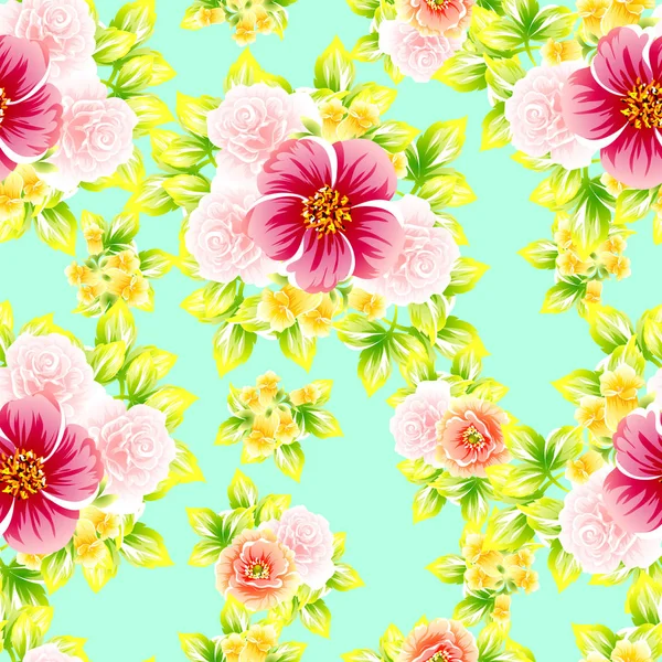 Naadloze Vintage Stijl Bloemenpatroon Floral Elementen Kleur — Stockvector