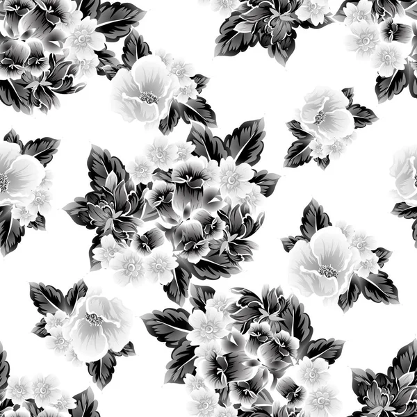 Patrón Flores Estilo Vintage Sin Costuras Elementos Florales Contorno — Archivo Imágenes Vectoriales