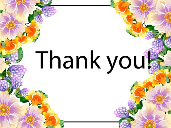 Modèle Coloré Avec Des Fleurs Tendres Vous Remercie Inscription — Image vectorielle