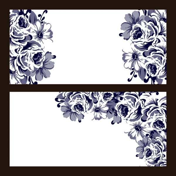 Conjunto Tarjetas Boda Flores Estilo Vintage Elementos Marcos Florales — Vector de stock