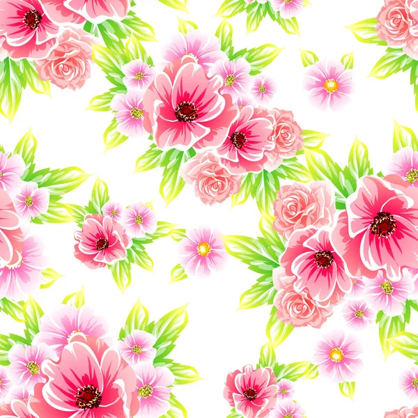 Naadloze Vintage Stijl Bloemenpatroon Floral Elementen Kleur — Stockvector