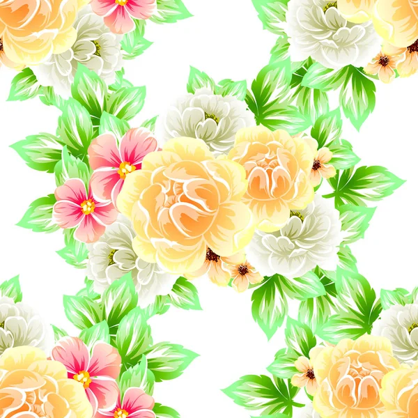 Patrón Flores Estilo Vintage Sin Costuras Elementos Florales Color — Vector de stock