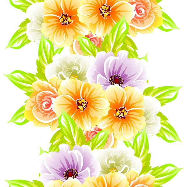 Patrón Flores Estilo Vintage Sin Costuras Elementos Florales Color — Vector de stock