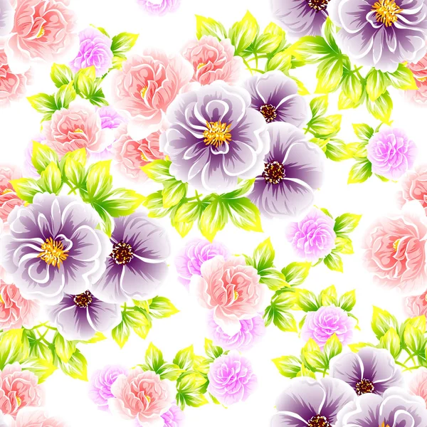 Naadloze Vintage Stijl Bloemenpatroon Floral Elementen Kleur — Stockvector