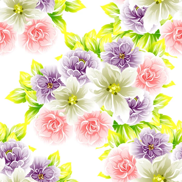 Květinový Vzor Bezešvé Vintage Styl Květinové Prvky Barvě — Stockový vektor