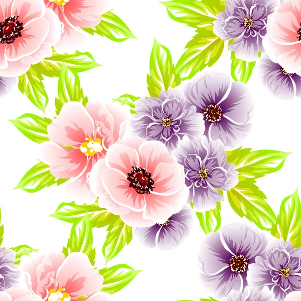 Naadloze Vintage Stijl Bloemenpatroon Floral Elementen Kleur — Stockvector