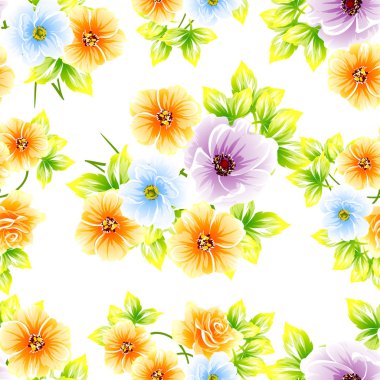 Sorunsuz vintage tarzı çiçek deseni. Renkli çiçek öğeleri