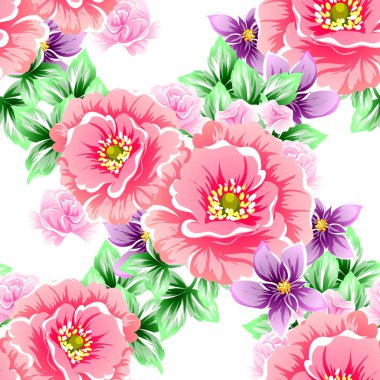 Sorunsuz vintage tarzı çiçek deseni. Renkli çiçek öğeleri