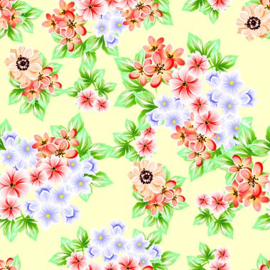 Sorunsuz vintage tarzı çiçek deseni. Renkli çiçek öğeleri