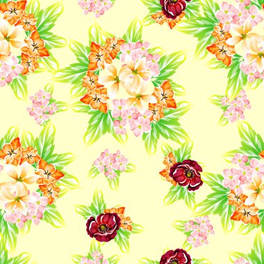 Sorunsuz vintage tarzı çiçek deseni. Renkli çiçek öğeleri