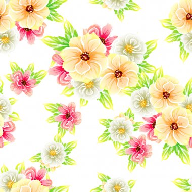 Sorunsuz vintage tarzı çiçek deseni. Renkli çiçek öğeleri