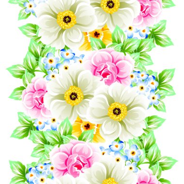 Sorunsuz vintage tarzı çiçek deseni. Renkli çiçek öğeleri