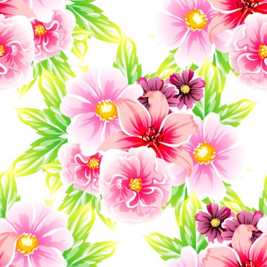 Sorunsuz vintage tarzı çiçek deseni. Renkli çiçek öğeleri