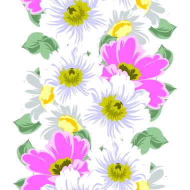 Sorunsuz vintage tarzı çiçek deseni. Renkli çiçek öğeleri