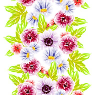 Sorunsuz vintage tarzı çiçek deseni. Renkli çiçek öğeleri