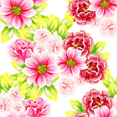Sorunsuz vintage tarzı çiçek deseni. Renkli çiçek öğeleri