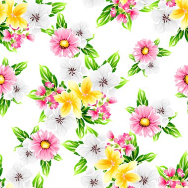 Sorunsuz vintage tarzı çiçek deseni. Renkli çiçek öğeleri