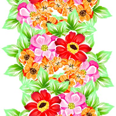 Sorunsuz vintage tarzı çiçek deseni. Renkli çiçek öğeleri