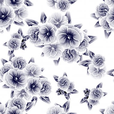 Sorunsuz vintage tarzı çiçek deseni. Kontur çiçek öğeleri