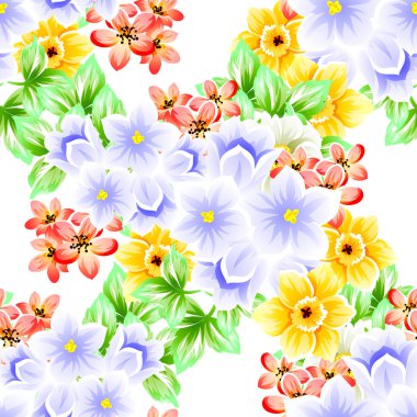 Sorunsuz vintage tarzı çiçek deseni. Renkli çiçek öğeleri