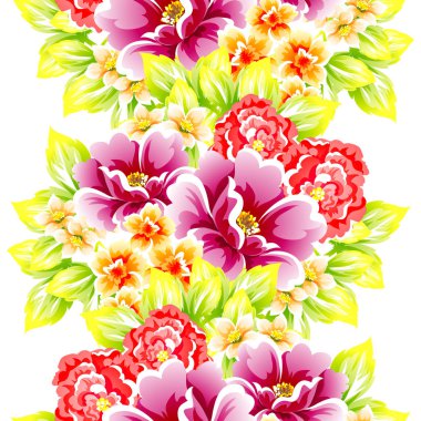 Sorunsuz vintage tarzı çiçek deseni. Renkli çiçek öğeleri