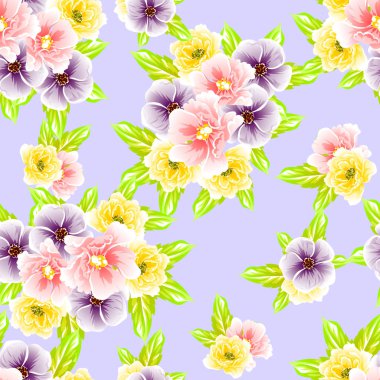 Sorunsuz vintage tarzı çiçek deseni. Renkli çiçek öğeleri