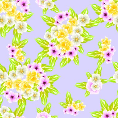 Sorunsuz vintage tarzı çiçek deseni. Renkli çiçek öğeleri