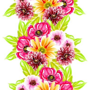 Sorunsuz vintage tarzı çiçek deseni. Renkli çiçek öğeleri