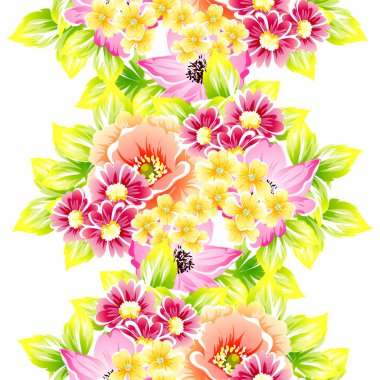 Sorunsuz vintage tarzı çiçek deseni. Renkli çiçek öğeleri