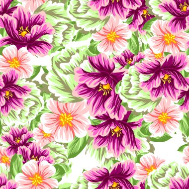 Sorunsuz vintage tarzı çiçek deseni. Renkli çiçek öğeleri