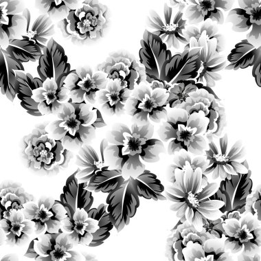 Sorunsuz vintage tarzı çiçek deseni. Kontur çiçek öğeleri