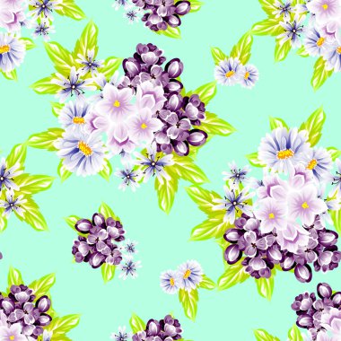 Sorunsuz vintage tarzı çiçek deseni. Renkli çiçek öğeleri