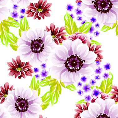 Sorunsuz vintage tarzı çiçek deseni. Renkli çiçek öğeleri
