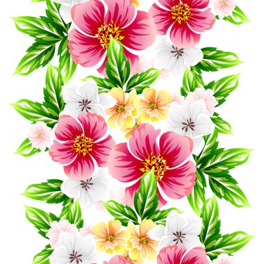 Sorunsuz vintage tarzı çiçek deseni. Renkli çiçek öğeleri