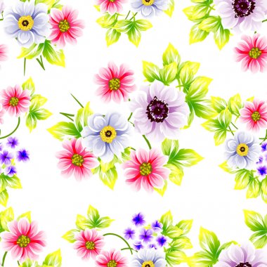 Sorunsuz vintage tarzı çiçek deseni. Renkli çiçek öğeleri