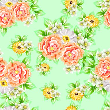 Sorunsuz vintage tarzı çiçek deseni. Renkli çiçek öğeleri