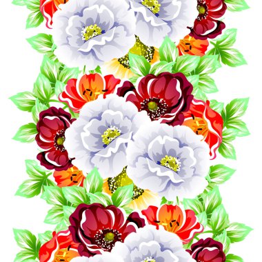 Sorunsuz vintage tarzı çiçek deseni. Renkli çiçek öğeleri