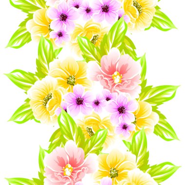 Sorunsuz vintage tarzı çiçek deseni. Renkli çiçek öğeleri