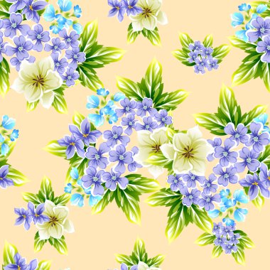 Sorunsuz vintage tarzı çiçek deseni. Renkli çiçek öğeleri