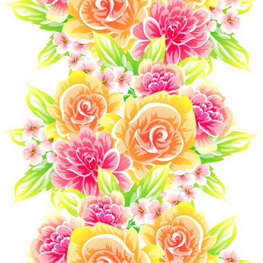 Sorunsuz vintage tarzı çiçek deseni. Renkli çiçek öğeleri