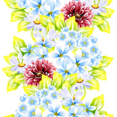 Sorunsuz vintage tarzı çiçek deseni. Renkli çiçek öğeleri