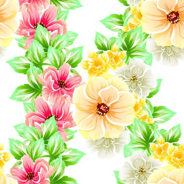 Sorunsuz vintage tarzı çiçek deseni. Renkli çiçek öğeleri