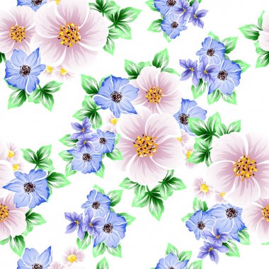 Sorunsuz vintage tarzı çiçek deseni. Renkli çiçek öğeleri